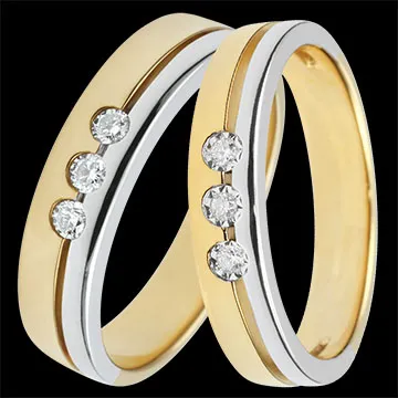 Olympia Duo-Trauringe – Gelbgold, Weißgold & Diamanten – 9-karätiges Gold (375/1000)