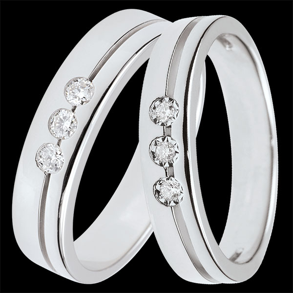Olympia Duo Trouwringen – Witgoud & Diamanten – 9 karaat