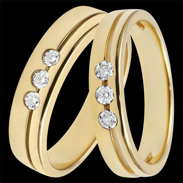 Olympia Duo Wedding Bands – Yellow Gold & Diamonds – 9 Carats