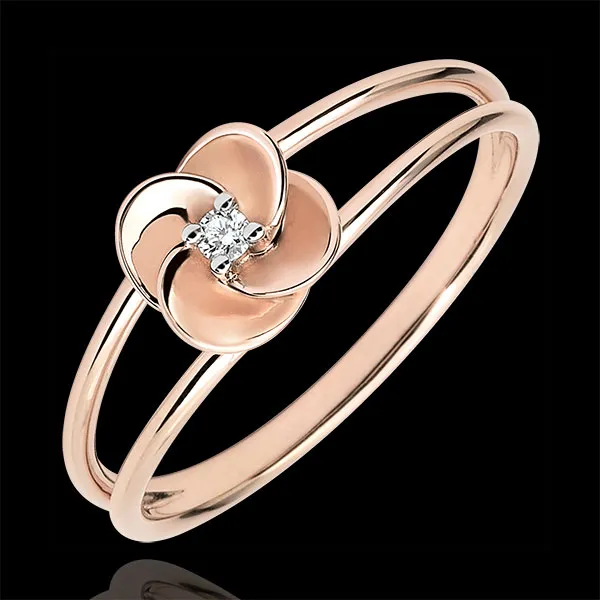Ring Ontluiking - Eerste roze - 9 karaat roségoud met diamant
