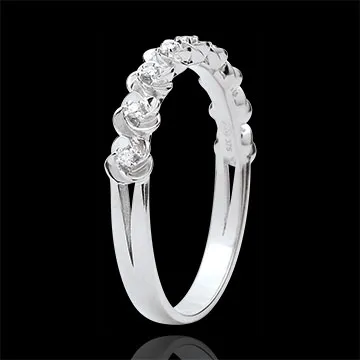 Ring Ontluiking - Kroon van rozen - klein model - 18 karaat witgoud met Diamanten