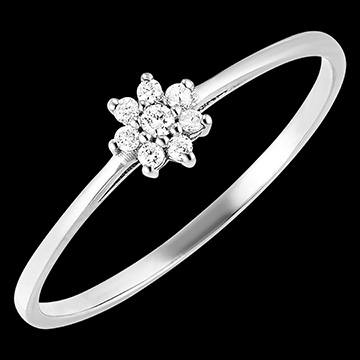 Ring Bloei - Daisy - 9 karaat witgoud en diamanten