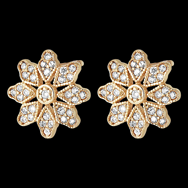Oorbellen Bloei - Narcis - 18 karaat geelgoud en diamanten