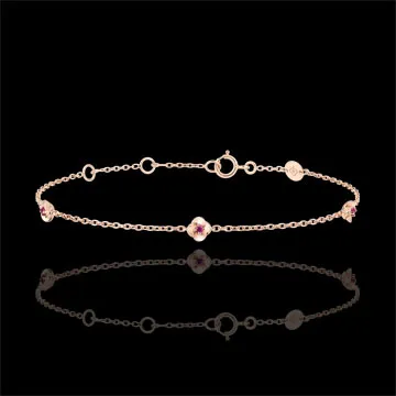 Armband Ontluiking - Kroon van rozen - robijn - roségoud 9 karaat