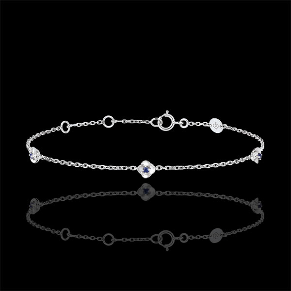 Armband Ontluiking - Kroon van rozen - Saffier - 9 karaat witgoud