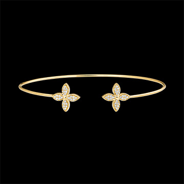 Bedelarmband Ontluiking - Dubbel Geluk - 9 karaat geelgoud en diamanten