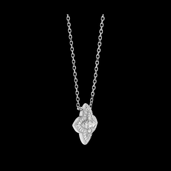 Diamantbloem Ketting - 18 karaat witgoud met diamanten