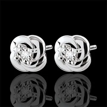 Oorbellen Ontluiking - Camellia - 9 karaat witgoud