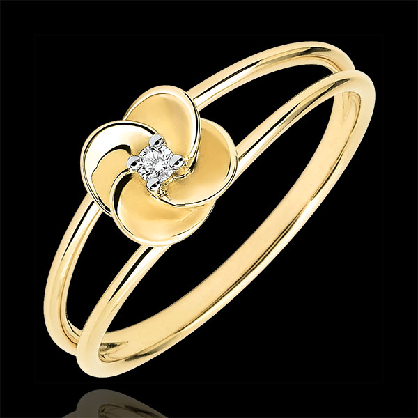 Ring Ontluiking - Eerste roze - 9 karaat geelgoud met diamant - 9 karaat