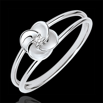 Ring Ontluiking - Eerste roze - 9 karaat witgoud met Diamant