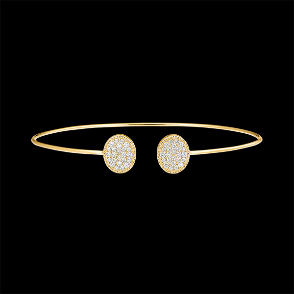 Open Bangle Bracelet - Ellipse - yellow gold 9 carats and diamonds