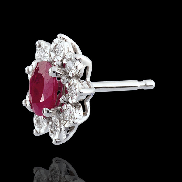 Orecchini Eterno Edelweiss - Margherita Illusione - rubino e diamanti - oro bianco 9 carati