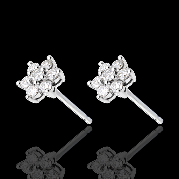Orecchini Lotus pavé - Oro bianco - 18 carati -14 Diamanti - 0.33 carati