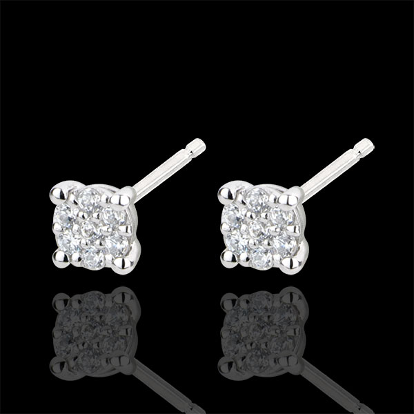 Orecchini Miriade di stelle - Oro bianco - 9 carati - 14 Diamanti