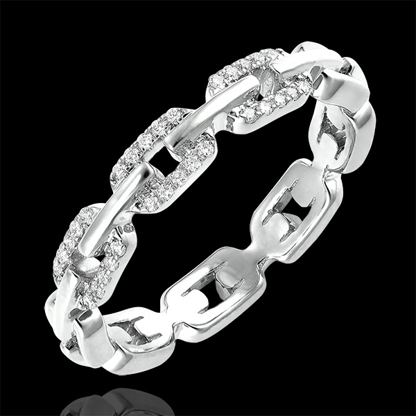 Orient Gaze Ring - Cuban Link Diamonds variation - white gold 9 carats and diamonds