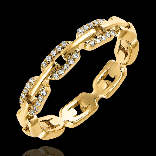 Orient Gaze Ring - Cuban Link Diamonds variation - yellow gold 9 carats and diamonds
