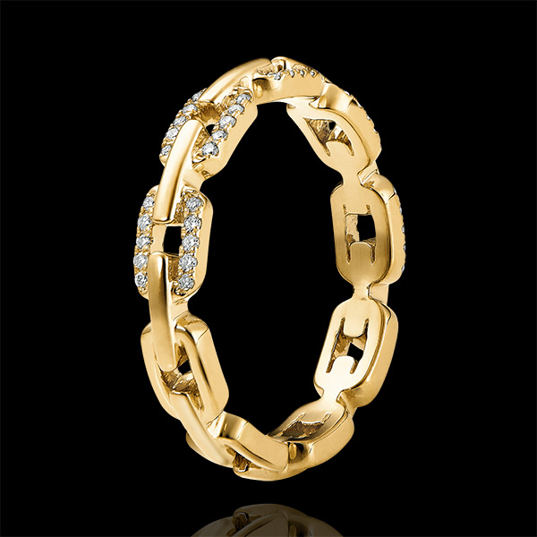 Orient Gaze Ring - Cuban Link Diamonds variation - yellow gold 9 carats and diamonds