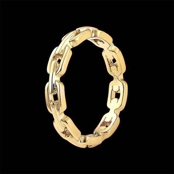 Orient Gaze Ring - Cuban Link Thin - yellow gold 18 carats