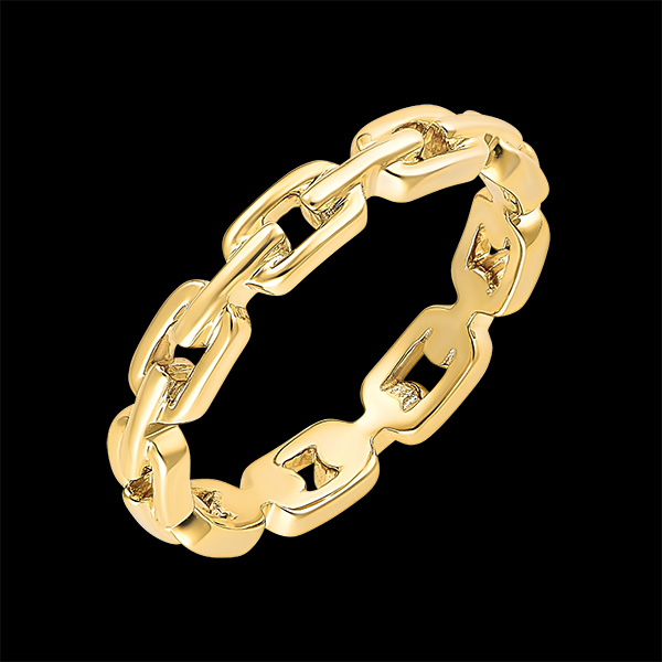 Orient Gaze Ring - Cuban Link Thin - yellow gold 9 carats