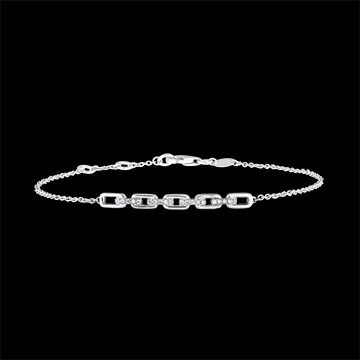 Armband Oriëntale Uitstraling - Cubaanse schakel - 9 karaat witgoud en diamanten