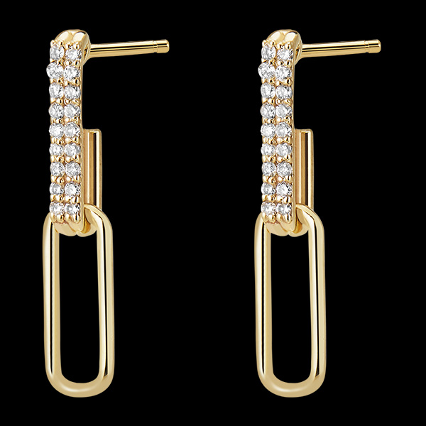 Regard d'Orient Drop Oorbellen - Pia - 2 Schakels - 9 karaat geelgoud en diamanten
