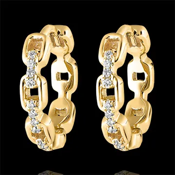 Creoolse oorbellen Oriëntale Uitstraling - Cubaanse Schakel - 18 karaat geelgoud en diamanten