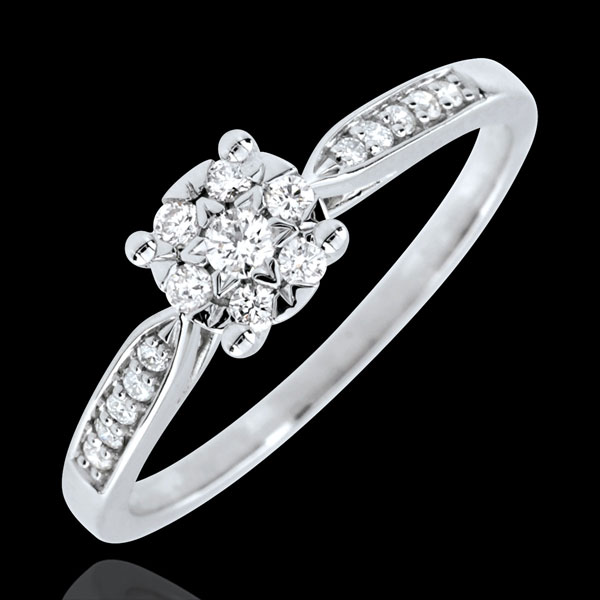 Anillo Rosa Real esfera pavé - 0.12 quilates