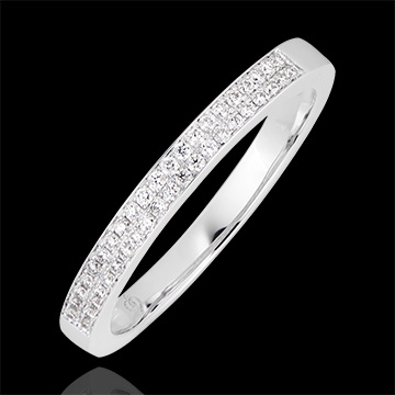 Anillo de Matrimonio Río Doble - oro blanco de 9 quilates y diamantes