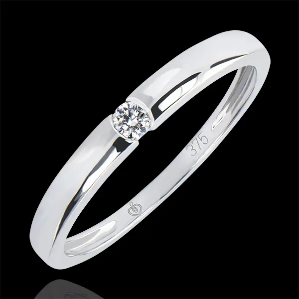 Anillo Solitario Origen - One - oro blanco de 9 quilates y diamante