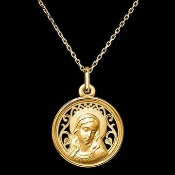 Medallón de la Virgen María Calado – Oro Amarillo de 18 quilates