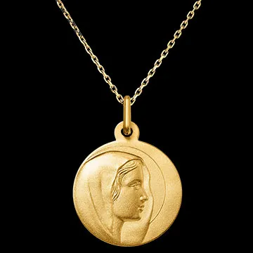 Medalla con Perfil de María – Oro Amarillo de 18 Quilates
