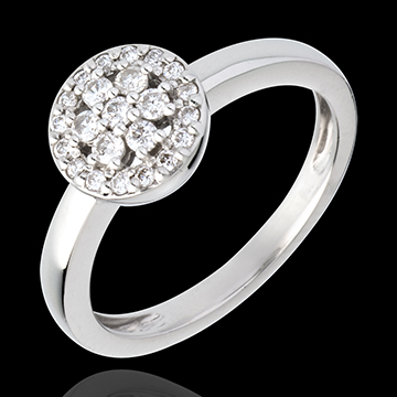 Anillo Rosetón - oro blanco empedrado 18 quilates