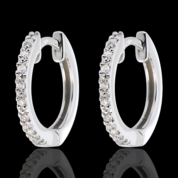 Aros semi empedrados oro blanco - 16 diamantes