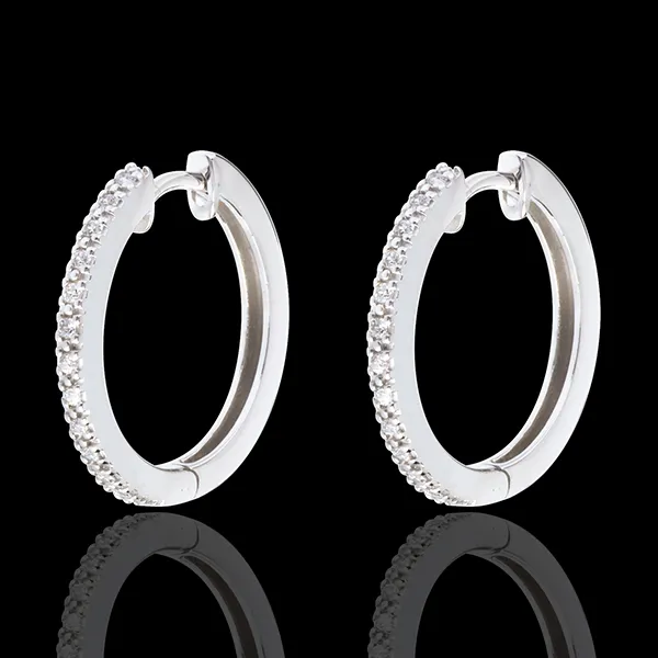 Aros semi empedrados oro blanco - 26 diamantes