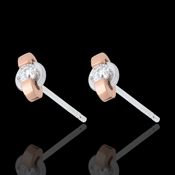 Pendientes Junco - 3 oros - oro amarillo, oro blanco, oro rosa 18 quilates 