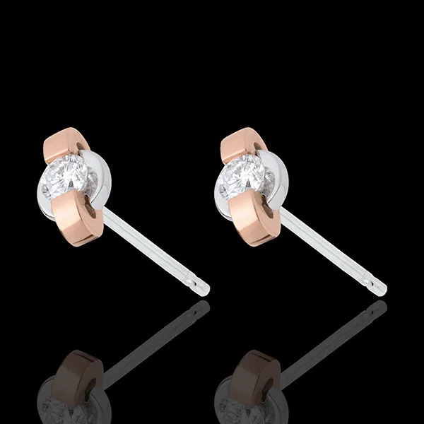 Pendientes Junco - 3 oros - oro amarillo, oro blanco, oro rosa 18 quilates 