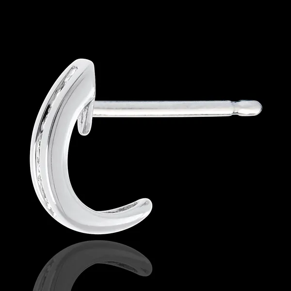 Pendientes media luna empedrado oro blanco - 12 diamantes