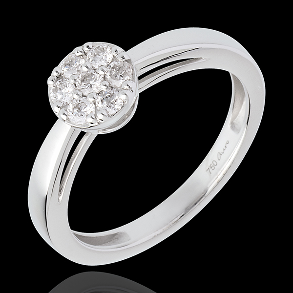 Anillo demi Esfera Empedrado - oro balnco 18 quilates y diamante