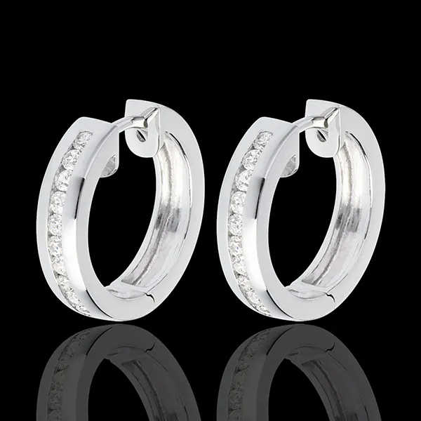 Aros oro blanco diamantes - engaste raíl - 0,33 quilates - 22 diamantes