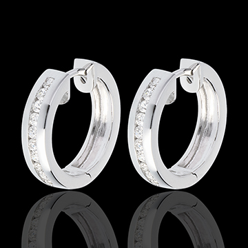 Aros oro blanco diamantes - engaste raíl - 0,33 quilates - 22 diamantes