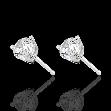 Pendientes oro blanco - diamante 3 garras - 1 quilates