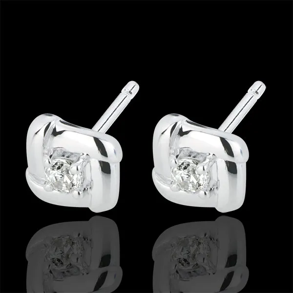 Pendientes Cortos Nidos - oro blanco 18 quilates 