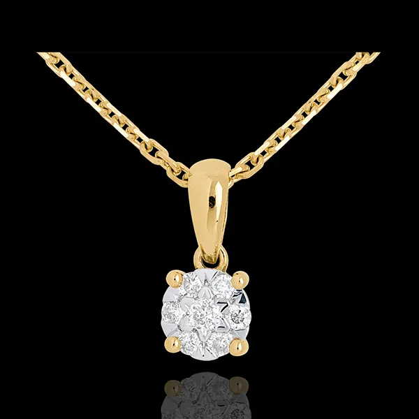 Colgante rosetón y campanita oro amarillo - 7 diamantes
