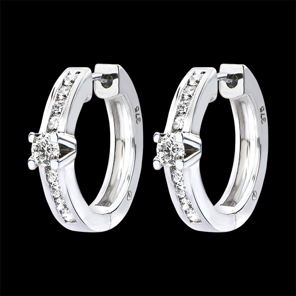 Pendientes Origen - Engaste en Carril - oro blanco de 18 quilates y diamantes