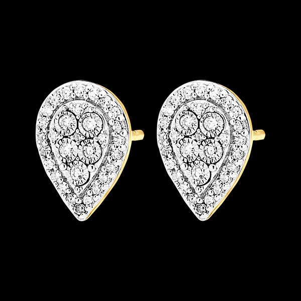 Pendientes Origine - Destello Gota - oro blanco y amarillo 18 quilates y diamantes