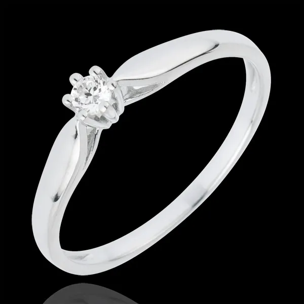 Anillo Solitario caña 6 garras- 0.07 quilates - 18 quilates 