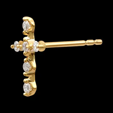 Pendientes Cruz – Oro amarillo de 9 quilates y diamantes sintéticos