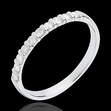 Alianza oro blanco semi empedrado - engaste pasador - 10 diamantes