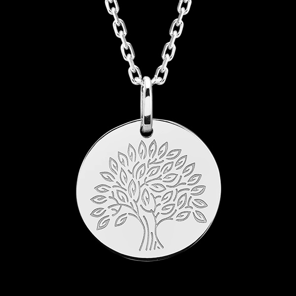 Medalla del Árbol de Vida - oro blanco de 9 quilates
