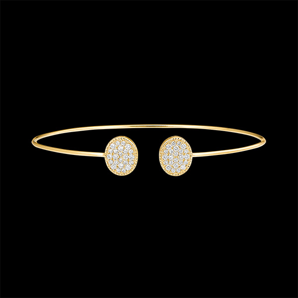 Brazalete Junco Abierto - Tu y Yo Elipse - oro amarillo de 18 quilates y diamantes